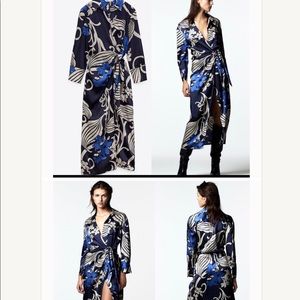 Zara print wrap tie maxi dress